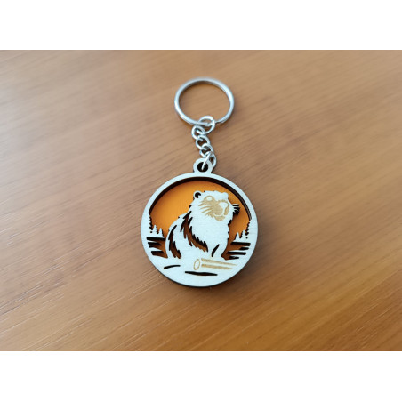 Beaver Wood Keychain