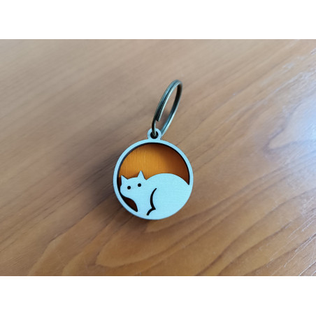 Cat Wood Keychain
