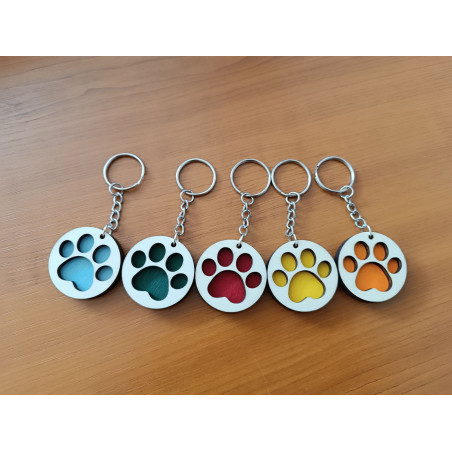 Cat Paw Wood Keychain
